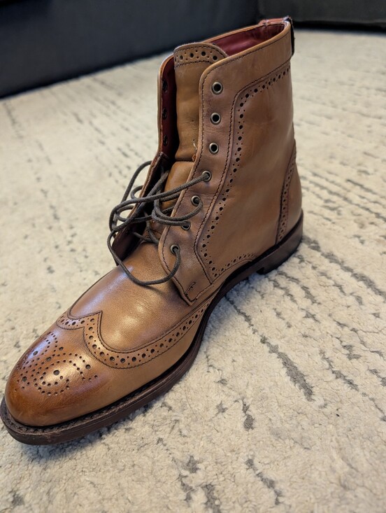 Men\'s Allen Edmonds Dalton Tan Leather Wingtip Boots 11D main image 5